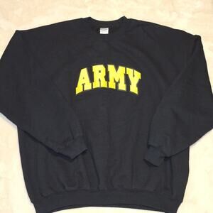 Vintage Gildan Ultra Cotton Army Sweatshirt 2XL Black Yellow Crewneck Pullover